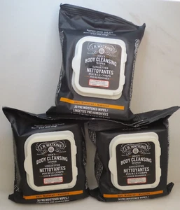 J.R. WATKINS MEN'S BODY CLEANSING WIPES BERGAMOT & OAK 30 WIPES LOT OF 3 - Picture 1 of 3