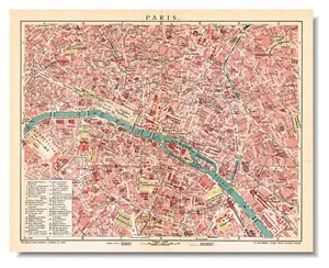 PARIS Original map Antique plan DATED 1906 FRANCE République française - Picture 1 of 16