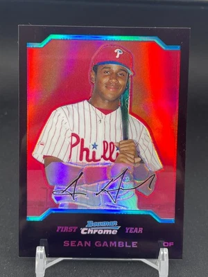2004 Topps Bowman Chrome - Red Refractor - First Bowman - Sean Gamble - #1/1 - Image 1 of 4