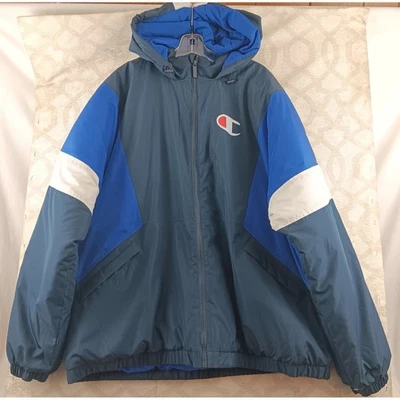 Chaqueta con Capucha Champion Colorblock Azul Blanco Azul Marino Para Hombre 2XL Abrigo Anorak Foto 1 de 4