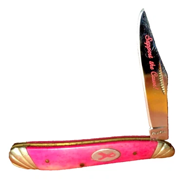 RARE  ROUGH RIDER BREAST CANCER support KNIFE  RR smooth pink bone NOS pen knife - Image 1 of 4