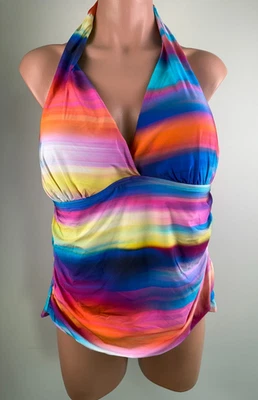 Camiseta Tankini La Blanca Sunset Shores Control Abdomen Halter Cuello en V Forrada 16W Nueva con Etiquetas Foto 1 de 4