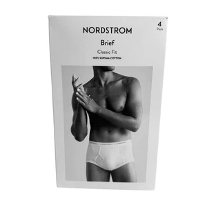 Nordstrom NIB Classic Fit Brief Men's 40" White 100% Supima Cotton 4-Pack XL/XXL - Picture 1 of 10