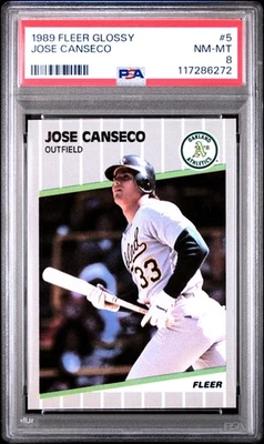 1989 FLEER GLOSSY #5 JOSE CANSECO PSA 8 - Image 1 of 2