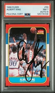 1986 Fleer Basketball AUTOGRAPH Albert King Signed RC #59 PSA 7 PSA/DNA Auto. 8 - Picture 1 of 2