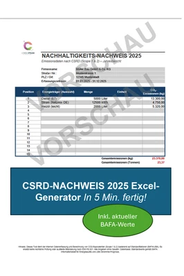 CSRD Nachweis 2025 Excel Tool | CO2 Bilanz Rechner KMU & Handwerk | Lieferanten - Bild 1 von 3