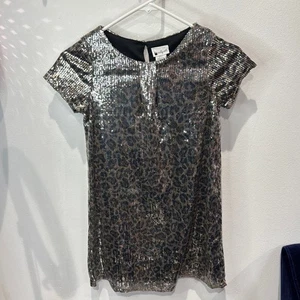 Emily West Sequin Dress Leopard Print Sparkly Party Girls Size 8 - Picture 1 of 7