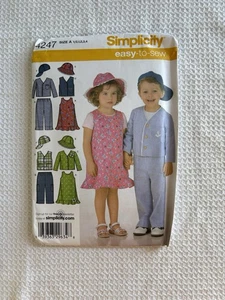 Simplicity Sewing Pattern 4247 Jumper Pants Jacket Vest Hats Toddler Size 1/2-4 - Picture 1 of 3
