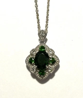 PRE-OWNED JTV STERLING SILVER CHROME DIOPSIDE NECKLACE, 18” Foto 1 de 4