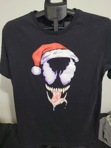 T-shirt nera adulto unisex Marvel Spiderman Venom Babbo Natale taglia media M - Foto 1 di 3