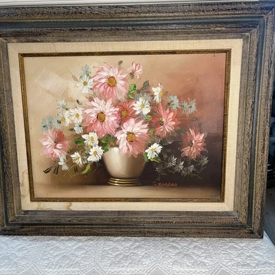 Vintage 1970’s Hand Painted Oil On Canvas Signed Painting with Frame - Image 1 of 4