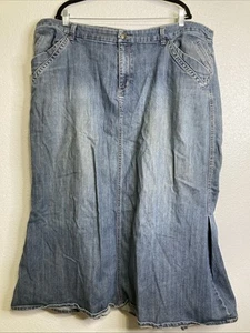 Venezia Mermaid Denim Jean Skirt Plus Size 26 Maxi Maxi Pockets Boho Peasant - Picture 1 of 3