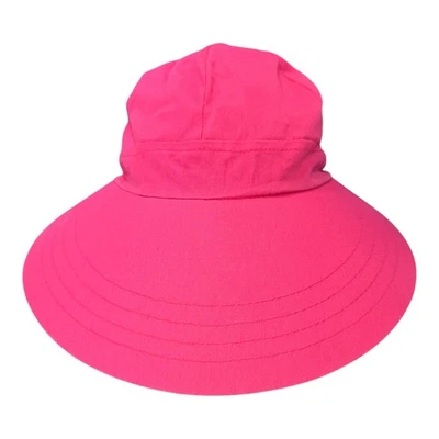 Mujer Rosa Ala Ancha Sol Sombrero Visera Playa Verano Protección UV Corbata Ajustable Foto 1 de 4