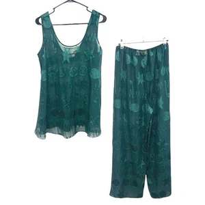 Victoria’s Secret Gold Label Celestial Sheer Lounge Set Green M 90s Vintage Rare - Picture 1 of 12