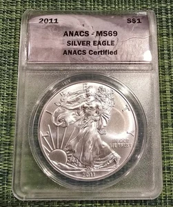 2011 American Silver Eagle ANACS Certified MS69 - Picture 1 of 3