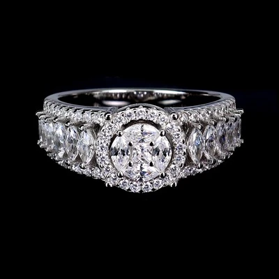 Anillo de plata de ley 925 marquesa simulado circonita cúbica 4x2 mm piedras preciosas talla 7 Foto 1 de 4