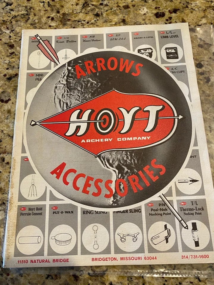 Folleto folleto de accesorios Hoyt catálogo tiro con arco vintage Foto 1 de 1
