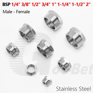 Stainless Steel Reducing Bushing 1/4" - 2" BSP Male Female Thread Pipe Fittings - Picture 1 of 22