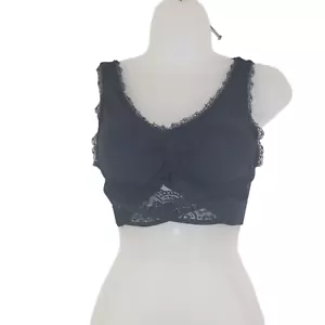 Zenn Instant Lift Front Cross Side Buckle Lace Bra Adjustable size L Black NEW - Picture 1 of 7