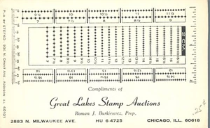 Stamp Gauge Great Lakes Stamp Auctions Chicago Illinois Advertising Postcard - Picture 1 of 2