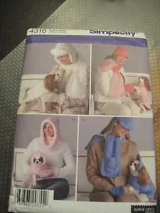 Simplicity Pattern 4316 Damen Mützen, Handschuhe, passende Hundemützen & Hundemäntel - Bild 1 von 2