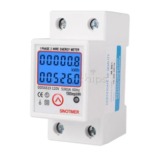 Digital LCD Kwh Wattmeter Power Consumption Energy Meter Electric Din Rail 230V - Picture 1 of 30