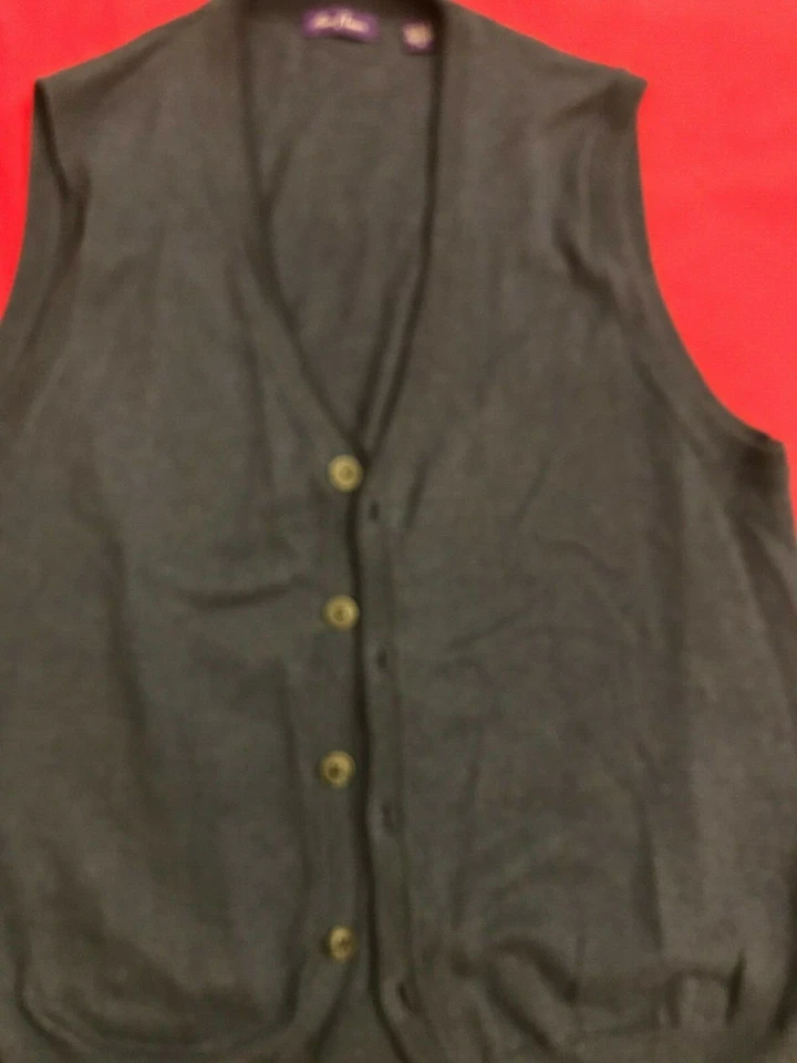 Alan Flusser Men's Blue Cotton Button Up Vest Size Large - Image 1 of 1