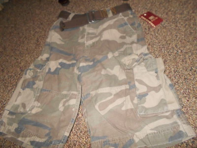 Pantalones Cortos de Carga Camuflados Desteñidos Glory Distressed para Niños con Cinturón Talla 12 Nuevos con Etiquetas Foto 1 de 4