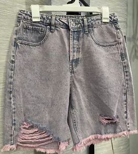 Women's High-Rise Bermuda Jean Shorts - Wild Fable -8/29 Waist-Pink acid Wash - Picture 1 of 6