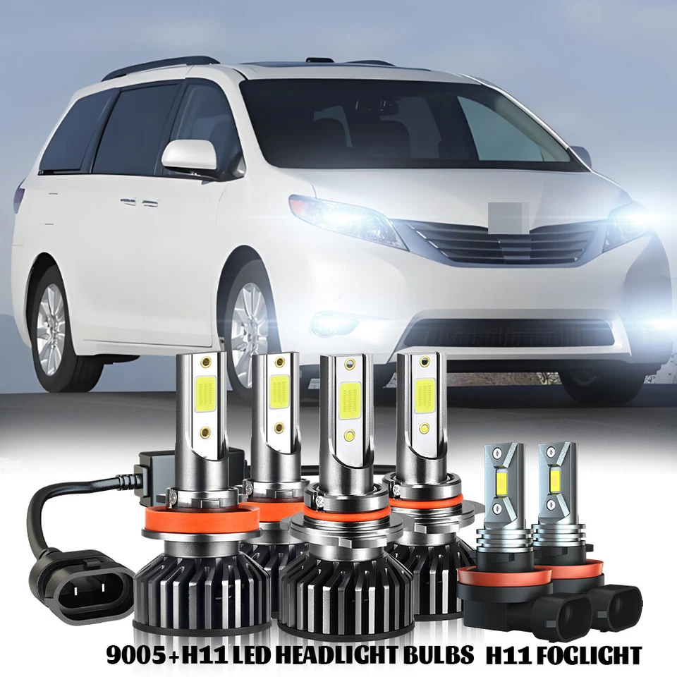 For Toyota Sienna 2011 2012-2020 LED Headlight Hi/Lo Beam Fog Light Bulbs 6Pcs - Image 1 of 4