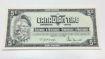 1974 Canadian Tire 5 Cents Uncirculated Banknote CTC Gas Bar Cash Bonus E040 - Image 1 of 4