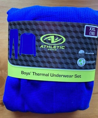 NUEVO Niño Talla XXL 18 Conjunto Ropa Interior Térmica Top y Largo Johns AZUL Foto 1 de 4