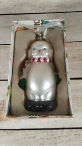 XMAS ORNAMENT SNOWMAN Glass Blown Vintage 7'' H - Picture 1 of 2