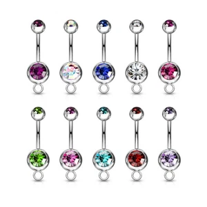 10pcs / 10 Colors Add-A-Charm Gem Steel Belly Rings 14g Naval Navel Wholesale - Picture 1 of 4