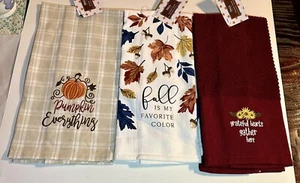 Harvest Fall Kitchen Towels Set Of 3 Fall Colors 15”x25” New - Picture 1 of 5