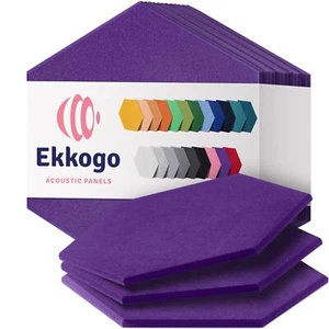 Ekkogo 12-Pack Soundproof Acoustic Wall Panels - Midnight Purple Hexagon - Picture 1 of 6