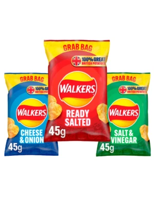 Walkers Crisps Grab Bag 3 Flavours  45g x 32 - FULL BOX BULK BUY  FREE DELIVERY - Image 1 of 4
