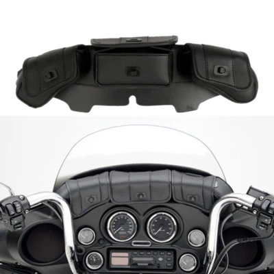 Windshield Saddle 3 Pouch Three Pocket Fairing Bag Fit For Harley Touring 96-13 - Image 1 of 4
