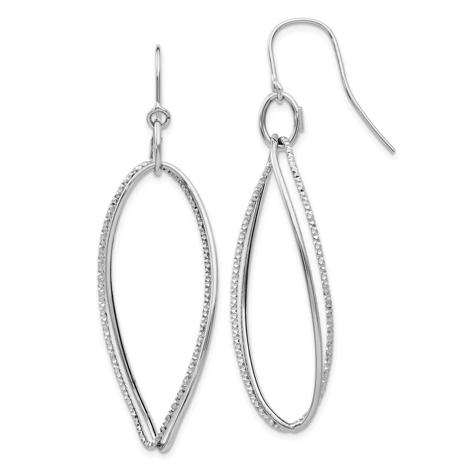Goldia 14k White Gold Twist Dangle Shepherd Hook Earrings