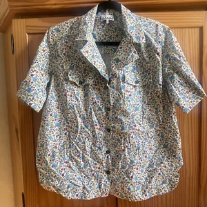 GANNI Floral Print Shirt 100% Cotton Button Top Blouse -Ladies Size 40 - Picture 1 of 9