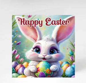 Frohe Ostern Karten 6er Pack, Multipack mit 6 Osterhasen Karten - Bild 1 von 3