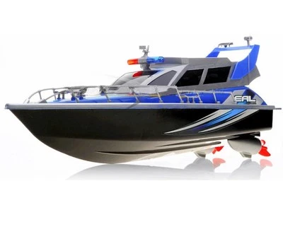 1:20 Police Patrol Cruiser RC Boat Electric Remote Control 4CH RTR Blue  - Image 1 of 4