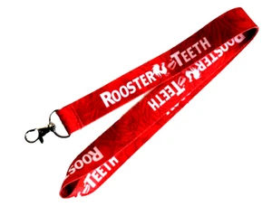 Hahn Zähne rot Schlüsselband Umhängeband Ausweis oder Schlüssel Halter mit starkem Metallclip - Bild 1 von 3