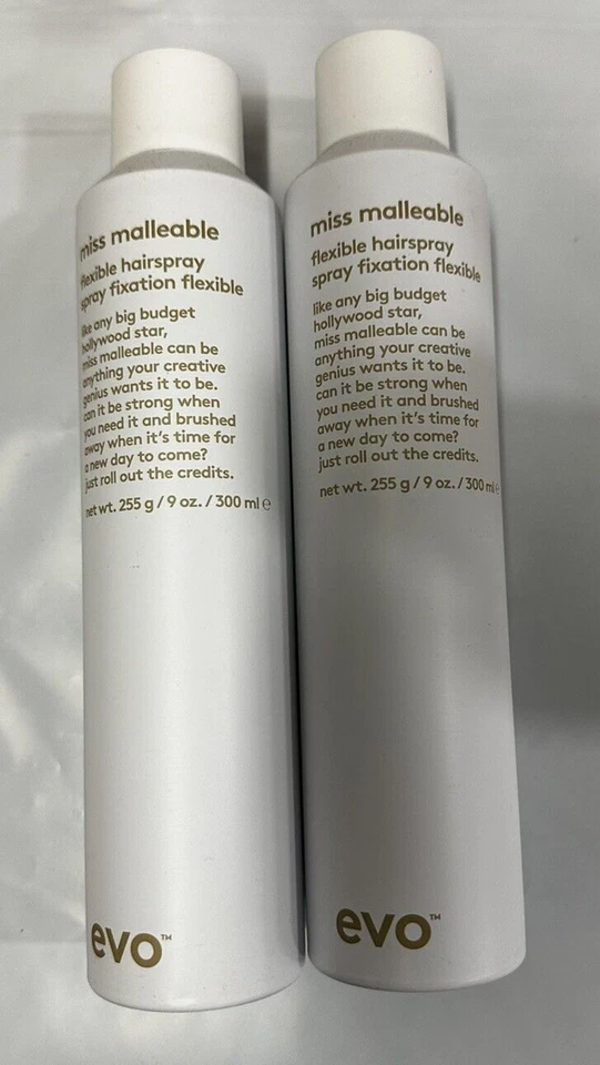 2 x EVO Miss spray de cabelo flexível maleável volume de cabelo spray 9 oz - Imagem 1 de 2