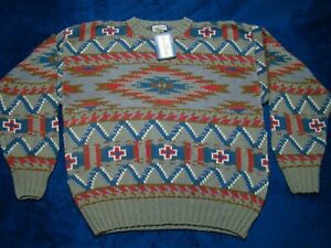 NWT Vintage Ruff Hewn Mens XL Adirondack Totem Aztec Crew Sweater