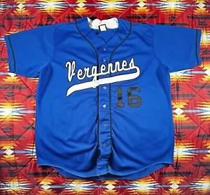 Vintage Vergennes High School Baseball Jersey Sz XL Wilson Made USA Vermont Blue - Picture 1 of 6