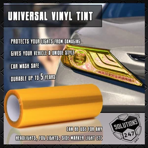 2x Yellow Vinyl Film Smoke Tint Headlight Taillight Fog Light 12"x24" In 1x2 FT - Picture 1 of 5
