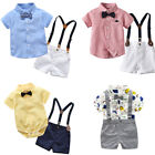 Baby Boys Gentleman Party Clothes Bowknot Romper Bodysuit Shorts Outfits Set