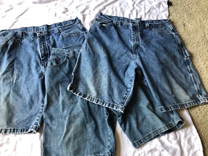 Wrangler Carpenter Mens Blue Denim Jean Shorts Lot 3 Size 38 - Picture 1 of 12