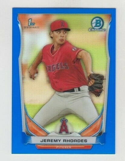 Jeremy Rhoades 2014 BOWMAN CHROME DRAFT PROSPECT BLUE REFRACTOR /399 ANGELS - Image 1 of 1
